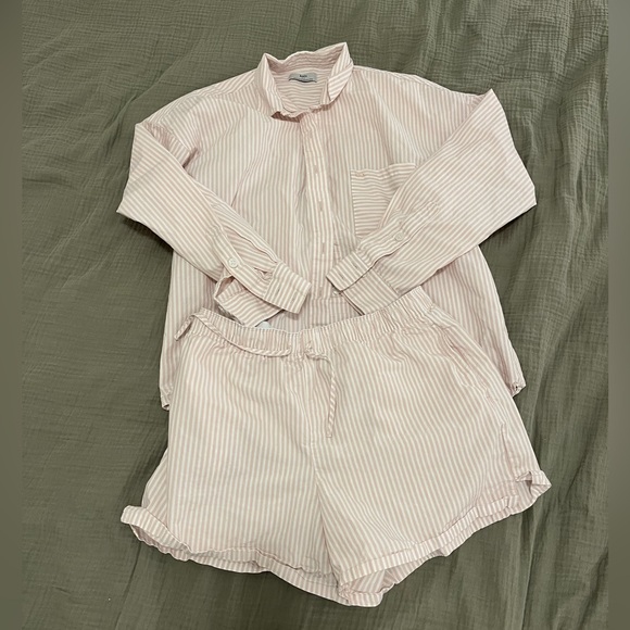 Knix Classic Cotton 2-Piece PJ Set Pink Stripes, Relaxed Fit - Picture 3 of 12